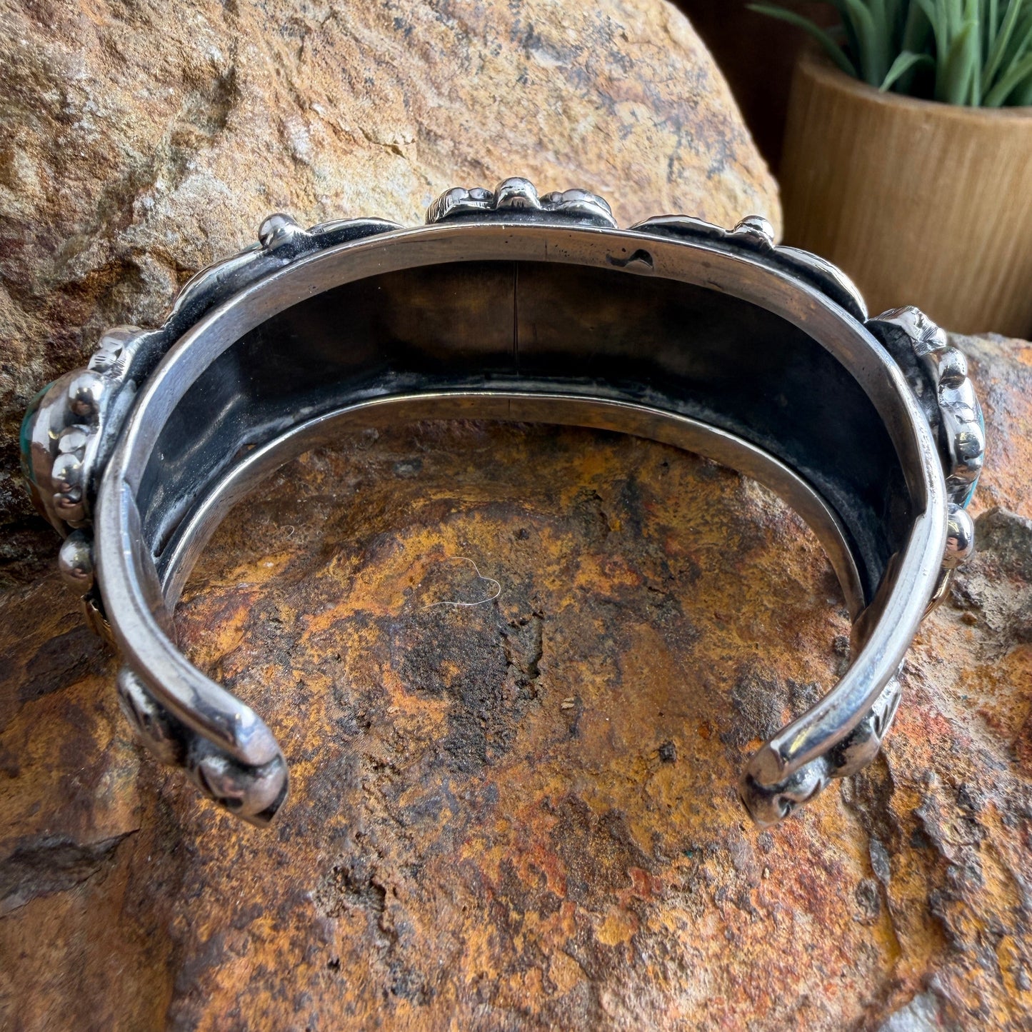 Vintage - 1960's Royston Turquoise Sterling Silver & Gold Cuff Bracelet – Estate