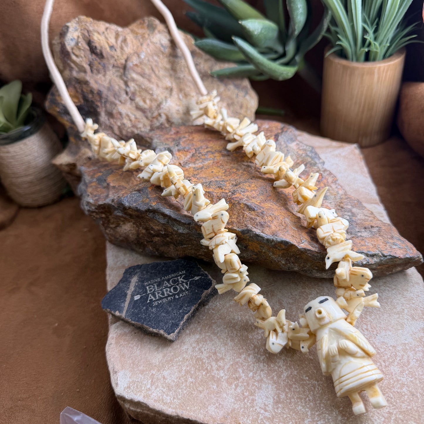 Vintage - Carved Bone Fetish Necklace - Estate