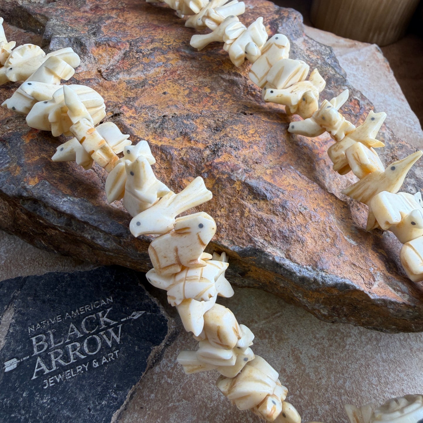 Vintage - Carved Bone Fetish Necklace - Estate