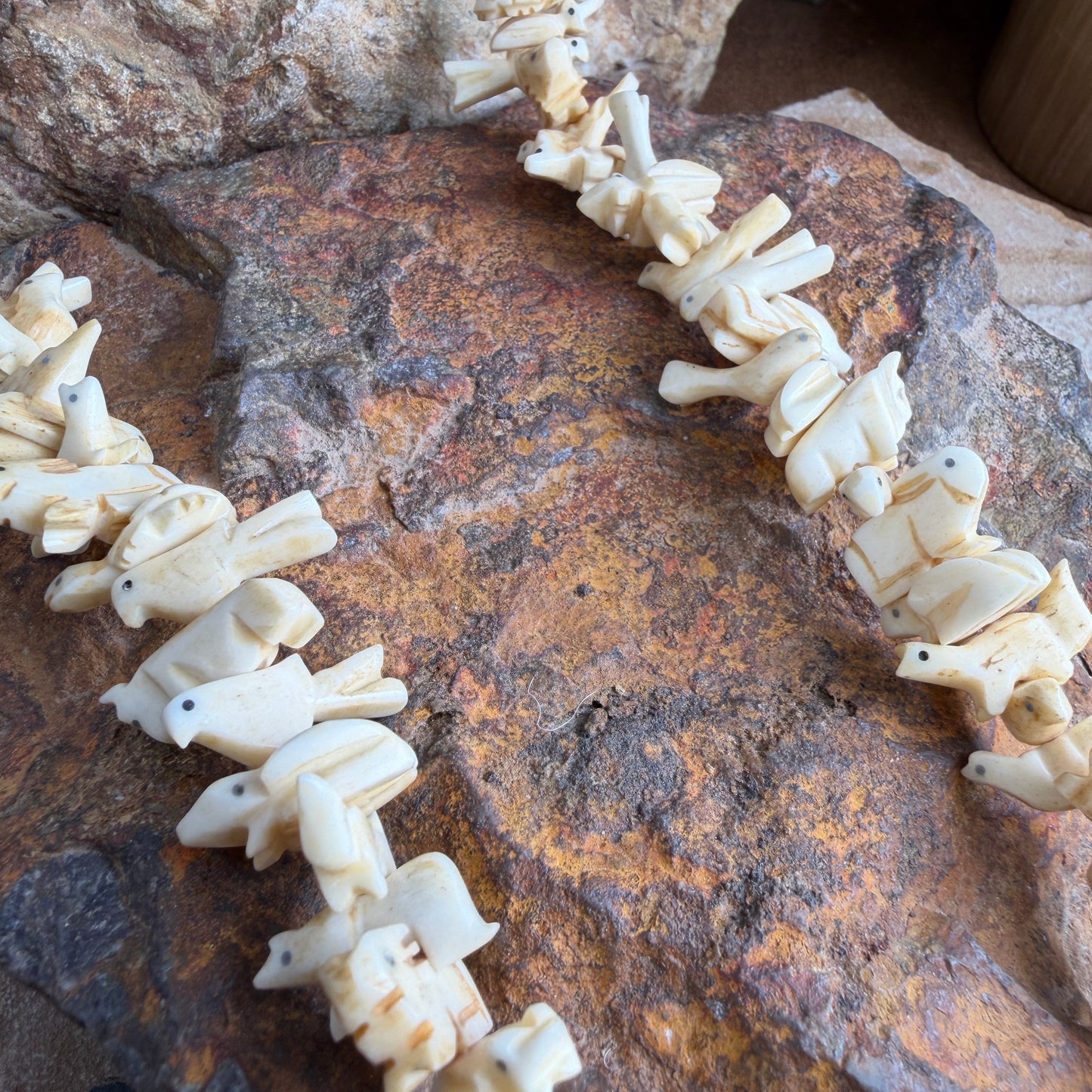 Vintage - Carved Bone Fetish Necklace - Estate