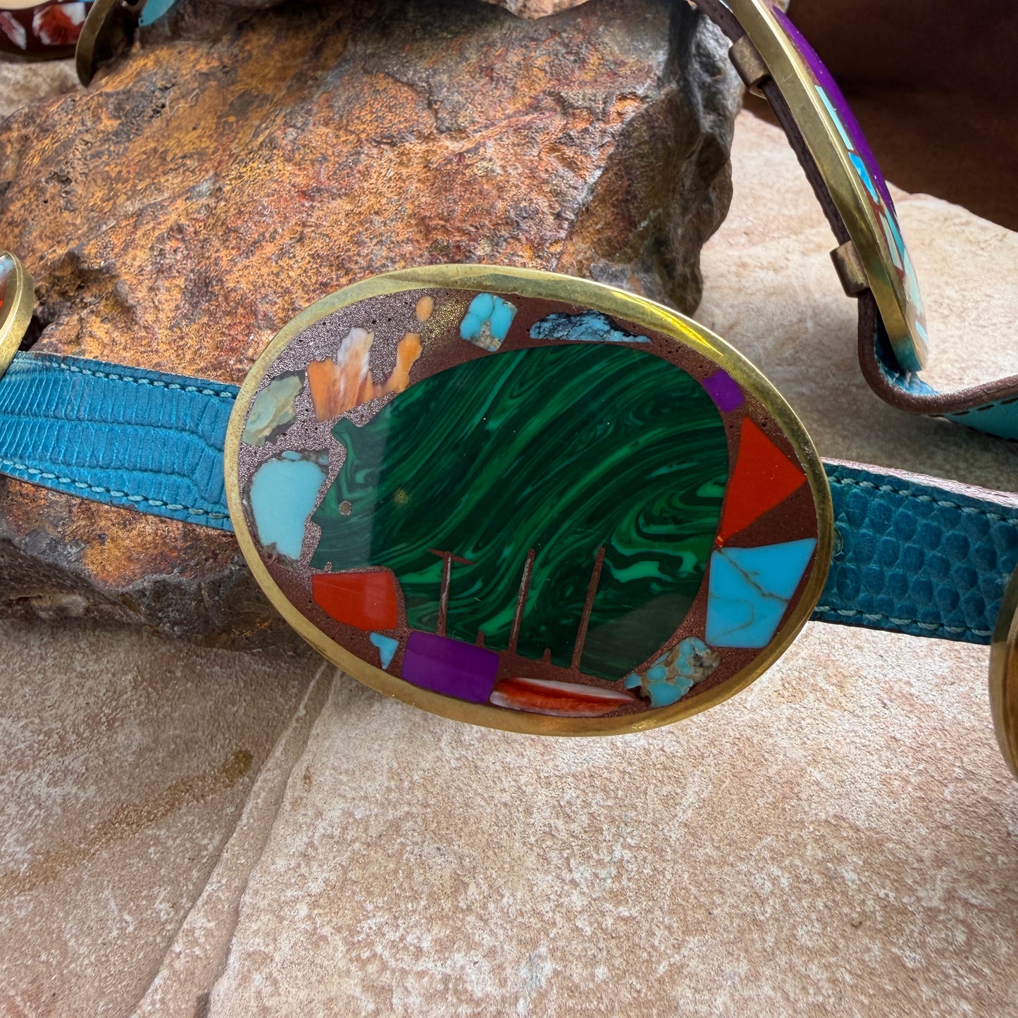 Vintage - Tirzah 9-Concha Bear Inlay Belt - Estate