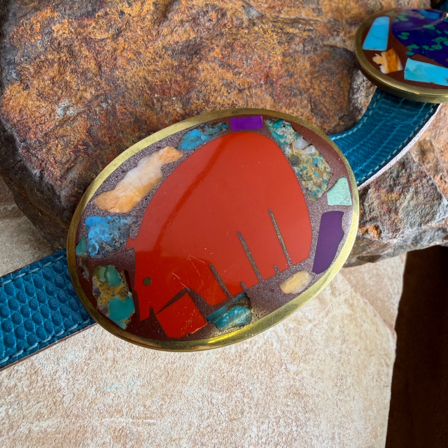 Vintage - Tirzah 9-Concha Bear Inlay Belt - Estate