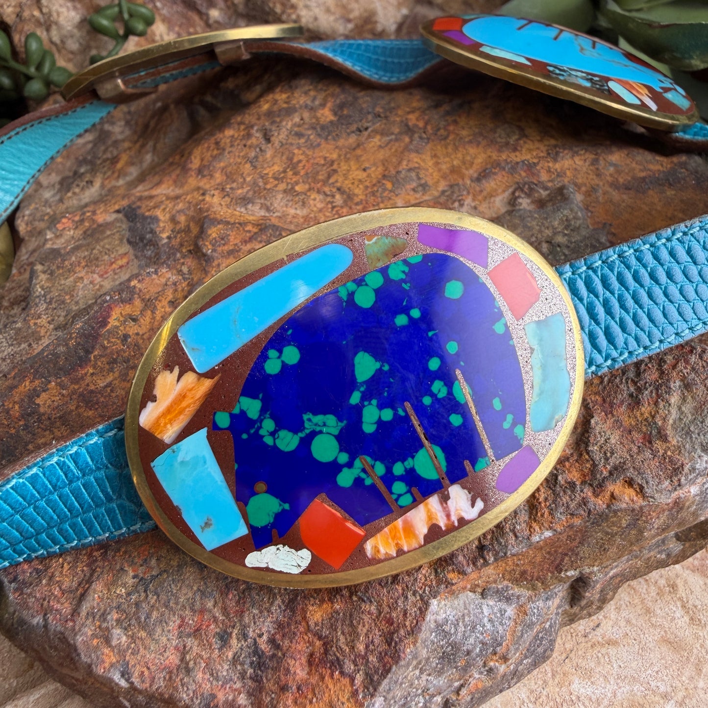Vintage - Tirzah 9-Concha Bear Inlay Belt - Estate