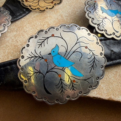 Vintage - Jacob Livingston Turquoise Cardinal Inlay Concha Belt - Estate