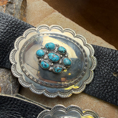 Vintage - Native American Turquoise Cluster Concha Belt - Estate