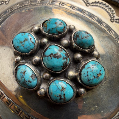 Vintage - Native American Turquoise Cluster Concha Belt - Estate