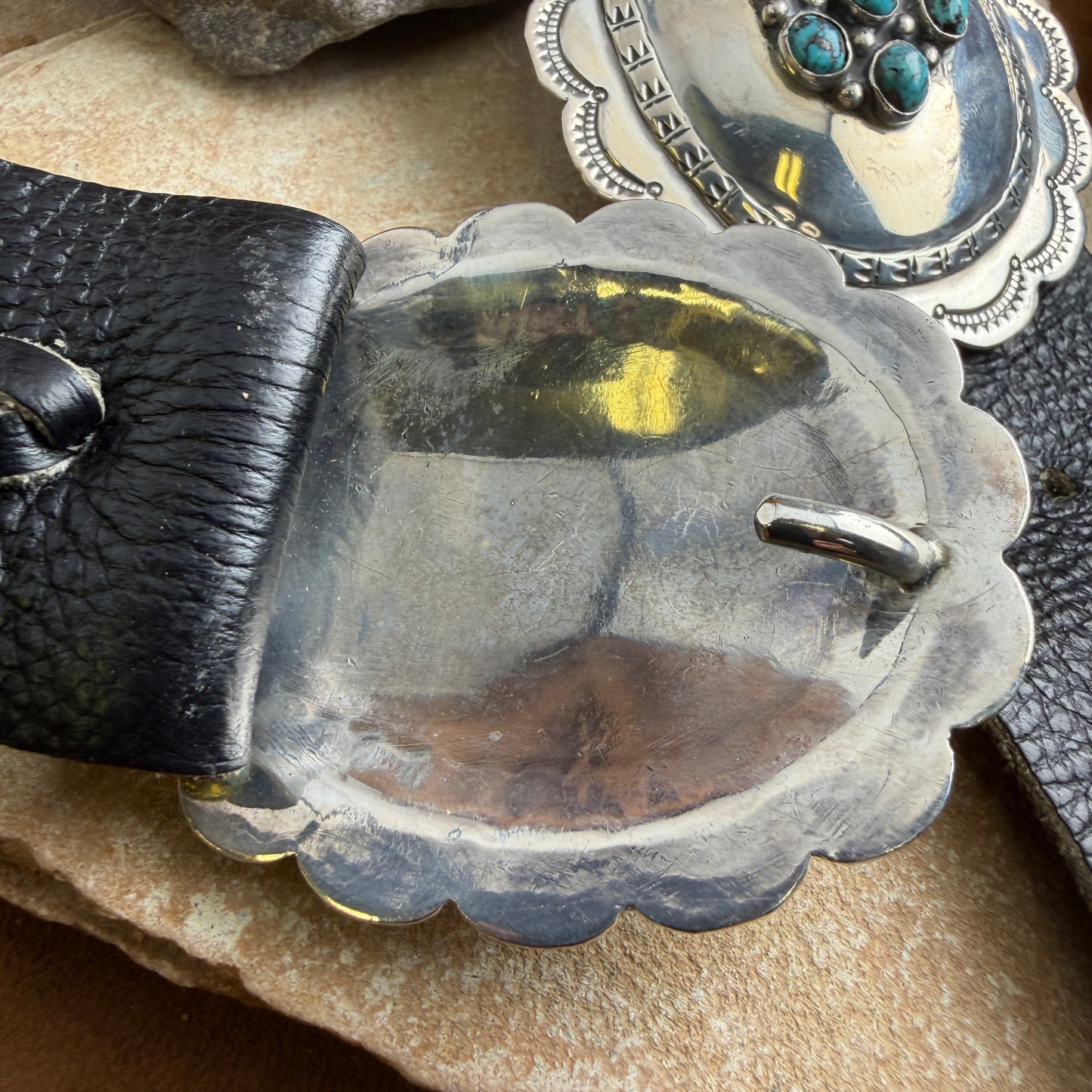 Vintage - Native American Turquoise Cluster Concha Belt - Estate