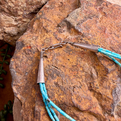 Vintage - Santo Domingo 10-Strand Turquoise Heishi & Nugget Necklace with Adjustable Chain 22"-30" - Estate