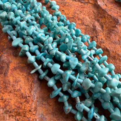 Vintage - Santo Domingo 10-Strand Turquoise Heishi & Nugget Necklace with Adjustable Chain 22"-30" - Estate
