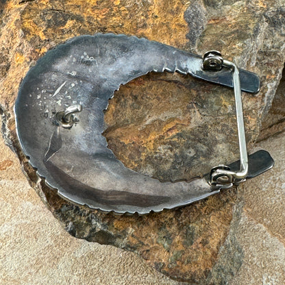Vintage Turquoise and Sterling Silver Buckle by Navajo Artist - Estate Jewelry