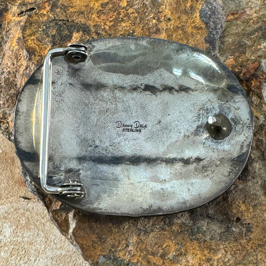 Vintage Estate - Turquoise and Coral Belt Buckle by Tommy Dow