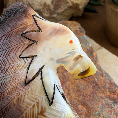 Zuni Corn Maiden with Eagle – Two-Sided Shell Carving by Gloria Chatin