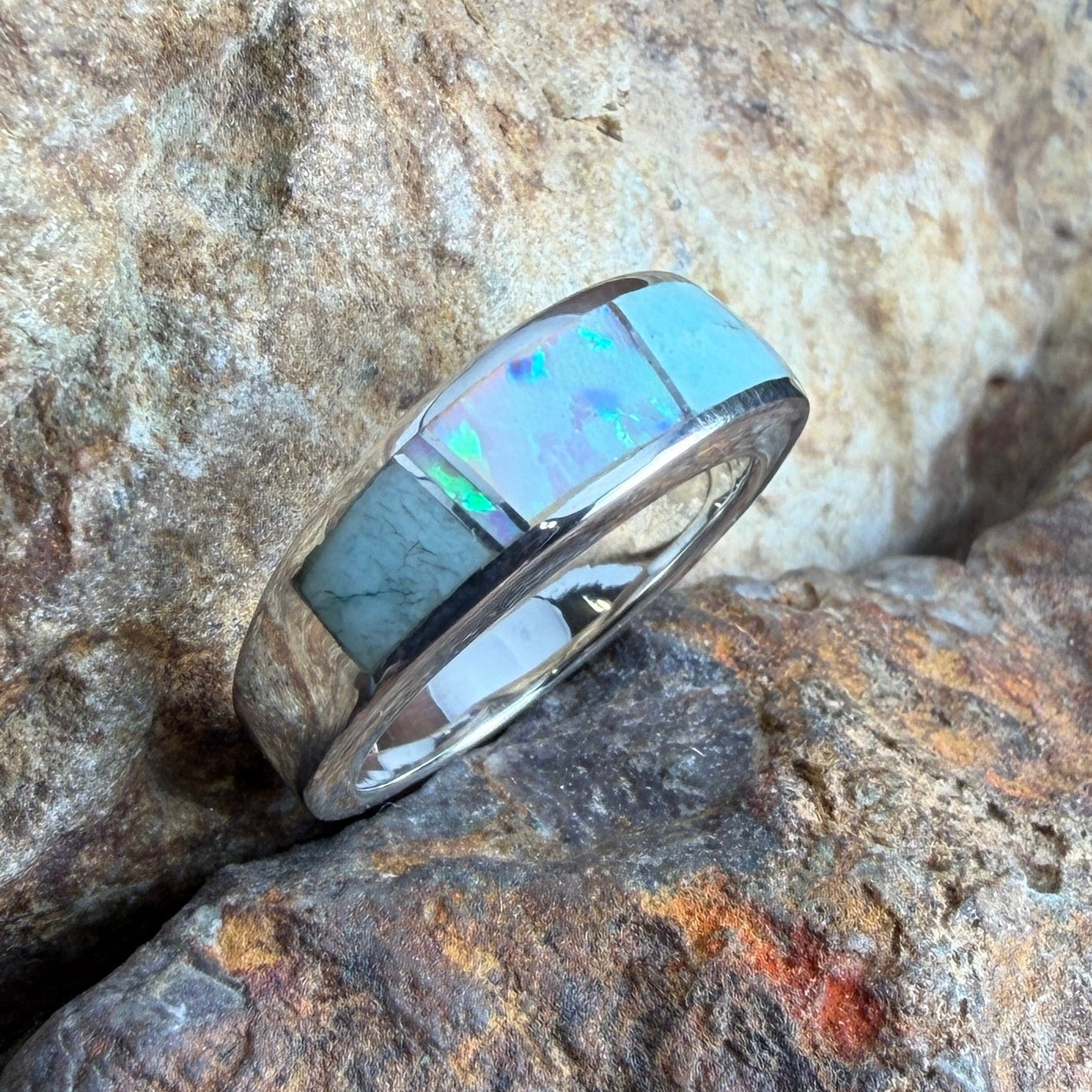 David Rosales Amazing Lite Inlaid Sterling Silver Ring