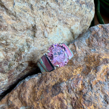 David Rosales Make Me Blush Inlaid Sterling Silver Ring w/ Pink Topaz
