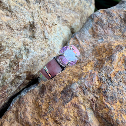 David Rosales Make Me Blush Inlaid Sterling Silver Ring w/ Pink Cubic Zirconia