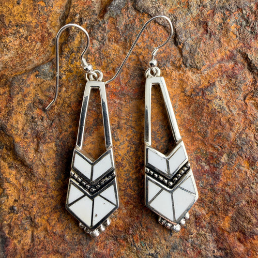 David Rosales Pristine Inlaid Sterling Silver Earrings