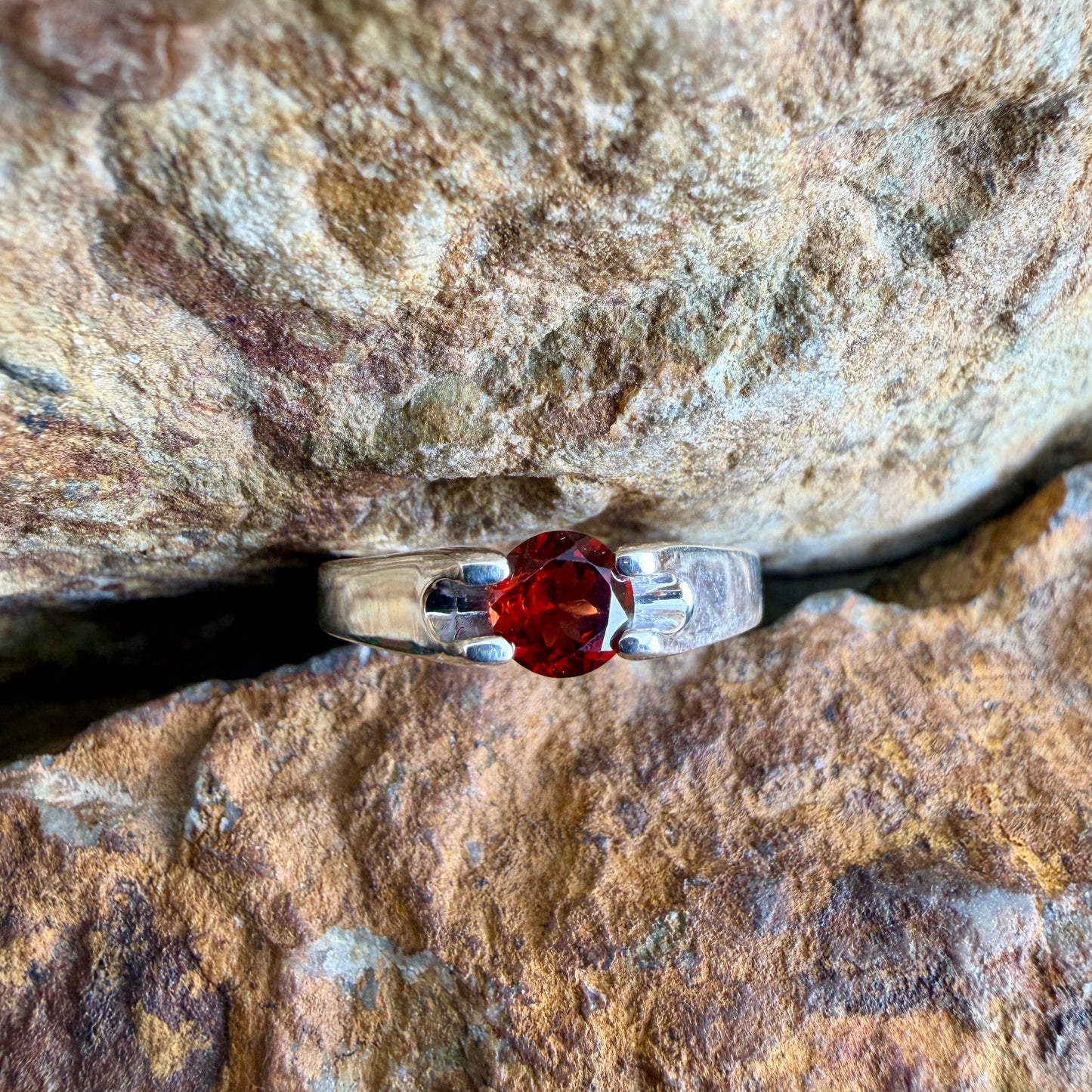 David Rosales Sterling Silver Ring w/ Garnet
