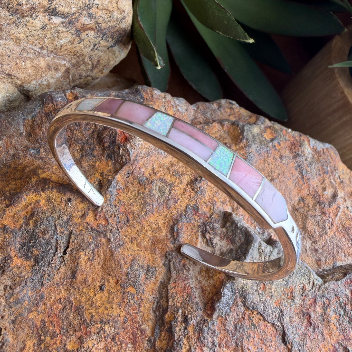 David Rosales Make Me Blush Inlaid Sterling Silver Bracelet