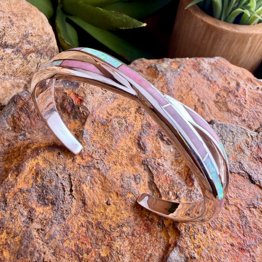 David Rosales Make Me Blush Inlaid Sterling Silver Cuff Bracelet