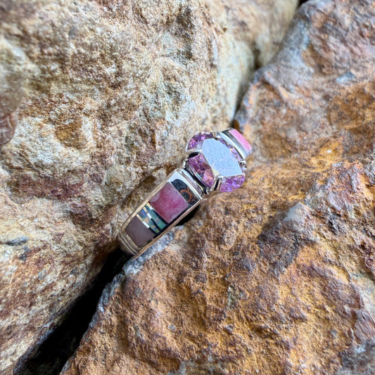 David Rosales Make Me Blush Inlaid Sterling Silver Ring w/ Pink Cubic Zirconia