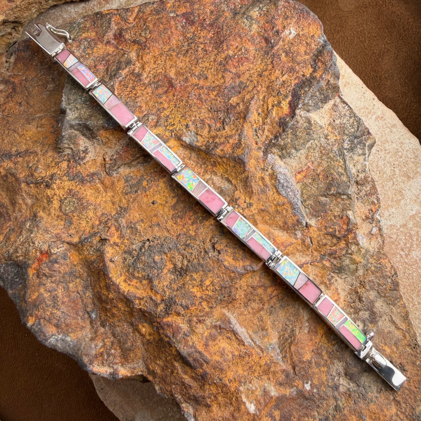 David Rosales Make Me Blush Inlaid Sterling Silver Big Link Bracelet