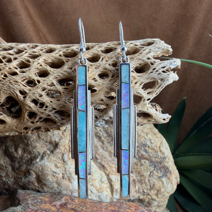 David Rosales Amazing Light Inlaid Sterling Silver Earrings