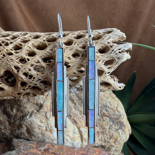 David Rosales Amazing Light Inlaid Sterling Silver Earrings