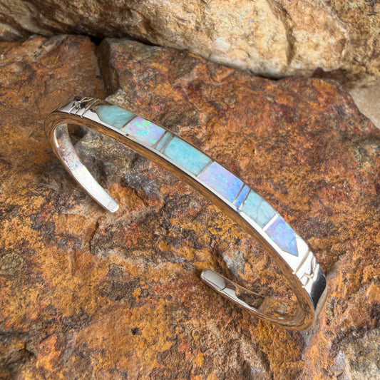 David Rosales Amazing Light Inlaid Sterling Silver Bracelet