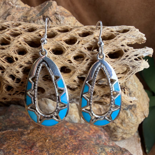 David Rosales Arizona Blue Inlaid Sterling Silver Earrings