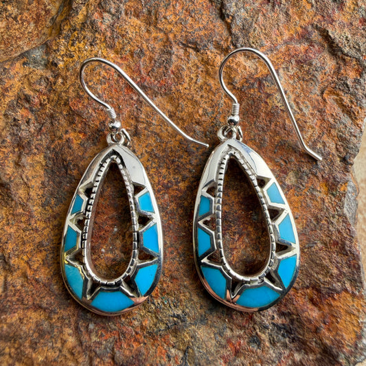 David Rosales Arizona Blue Inlaid Sterling Silver Earrings