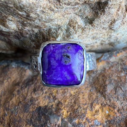 David Rosales Sugilite Square Cabochon Sterling Silver Ring