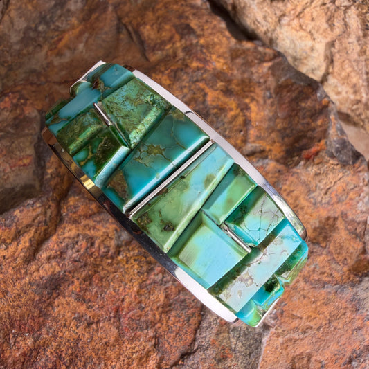 David Rosales Sonoran Gold Cobble Inlaid Sterling Silver Bracelet