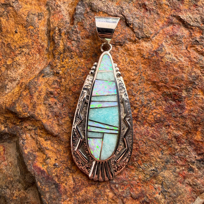 David Rosales Amazing Light Inlaid Sterling Silver Pendant