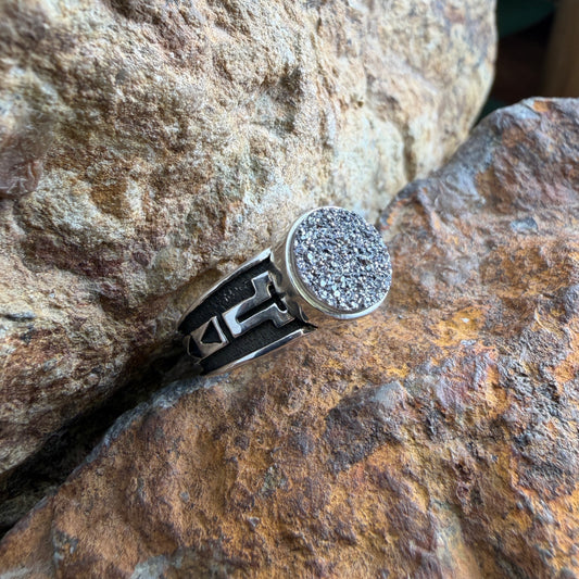 David Rosales Silver Country Circular Druzy Sterling Silver Ring