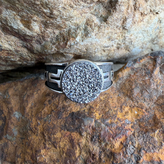 David Rosales Silver Country Circular Druzy Sterling Silver Ring