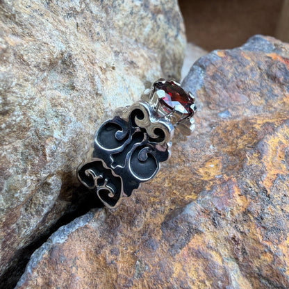 David Rosales Sterling Silver Country Garnet Ring