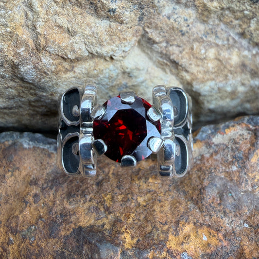 David Rosales Sterling Silver Country Garnet Ring