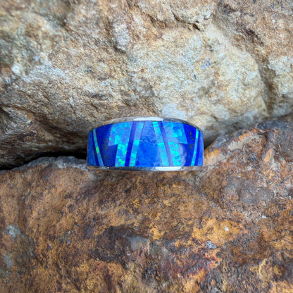 David Rosales Fancy Blue Sky Inlaid Sterling Silver Ring