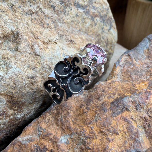 David Rosales Sterling Silver Country Pink Topaz Ring