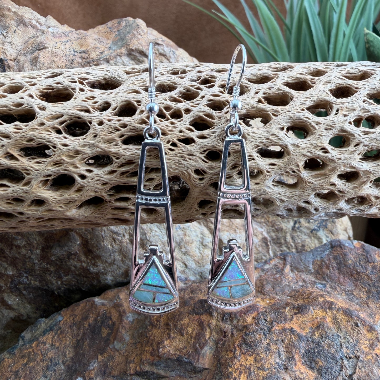 David Rosales Amazing Light Inlaid Sterling Silver Earrings