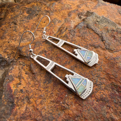 David Rosales Amazing Light Inlaid Sterling Silver Earrings