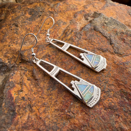 David Rosales Amazing Light Inlaid Sterling Silver Earrings