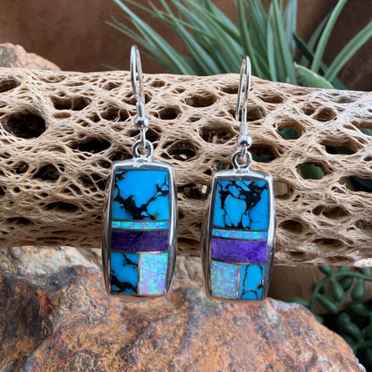 David Rosales Shalako Inlaid Sterling Silver Earrings