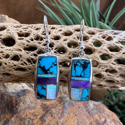 David Rosales Shalako Inlaid Sterling Silver Earrings