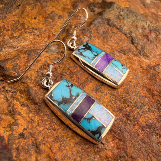David Rosales Shalako Inlaid Sterling Silver Earrings