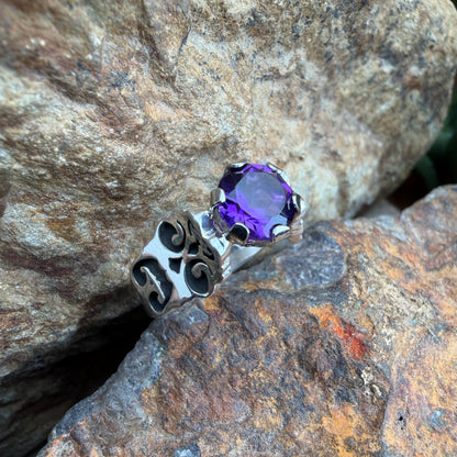 David Rosales Sterling Silver Country Amethyst Ring