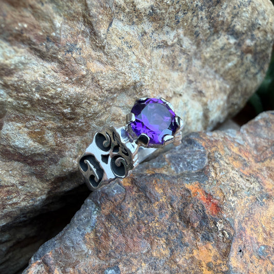 David Rosales Sterling Silver Country Amethyst Ring