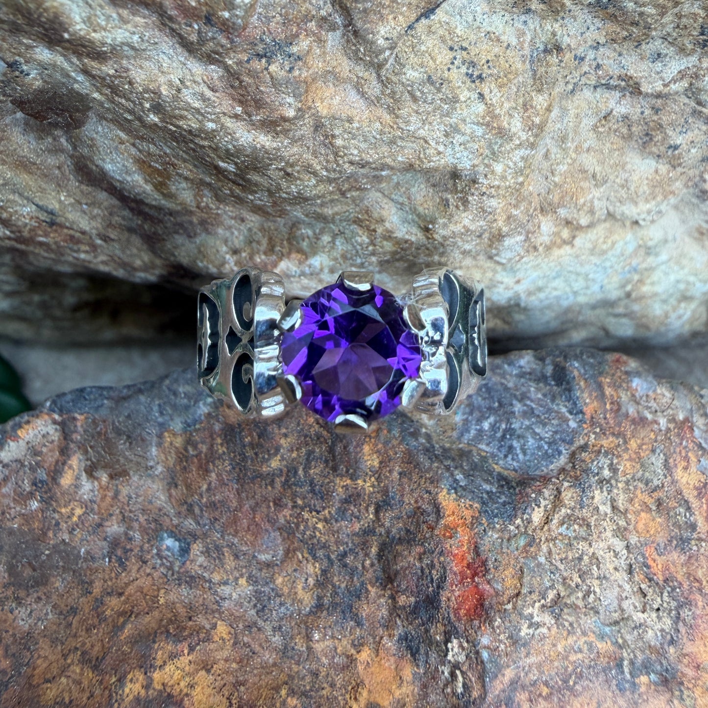 David Rosales Sterling Silver Country Amethyst Ring