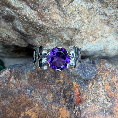 David Rosales Sterling Silver Country Amethyst Ring