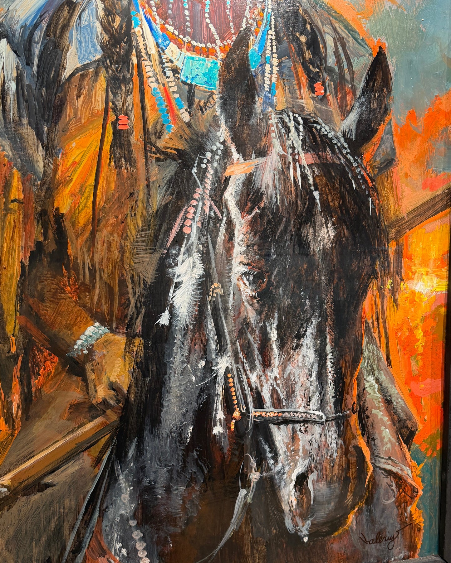 Artistic depiction of a horse with a colorful background